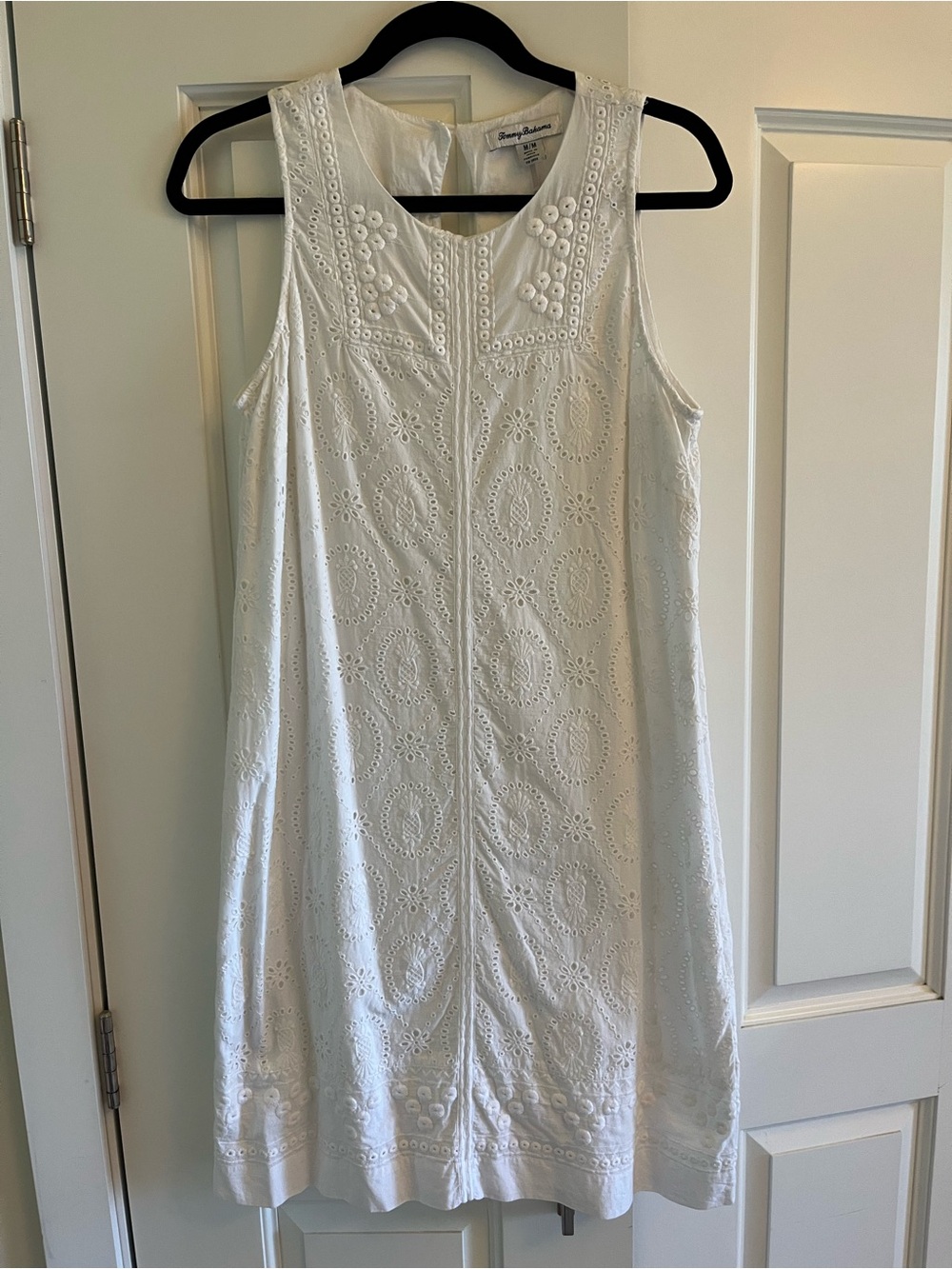 Tommy Bahama White Eyelet A-Line Sleeveless Dress